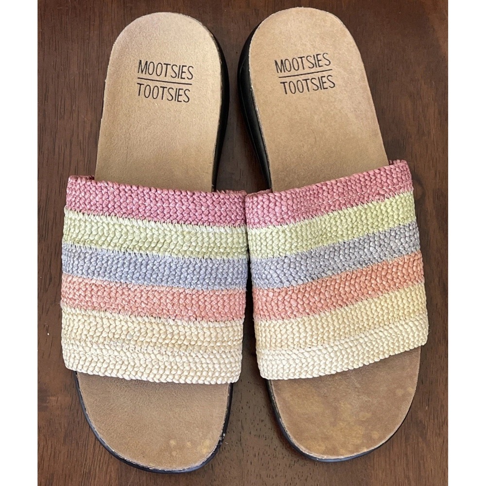 Mootsies Tootsies Moemiliak Rainbow Women's 9M Slide Sandals Beachy Coastal